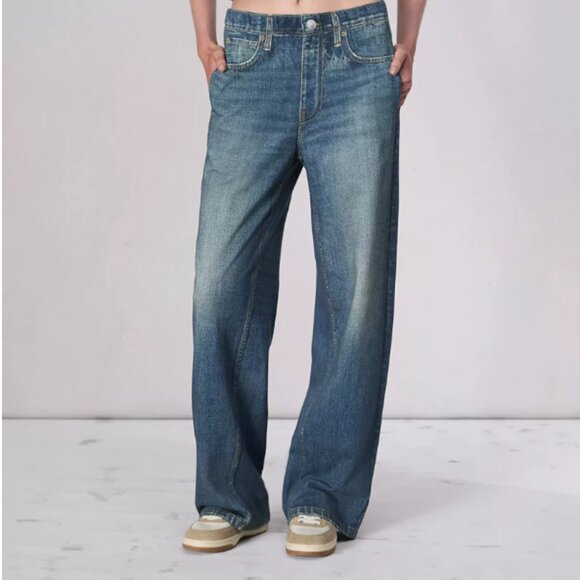 Mila Rosabella NWT medium/dark wash wide leg sweat pant jeans size M - Picture 1 of 12